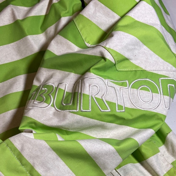 Burton Lime Green and White Striped Ski Jacket - Picture 2 of 13